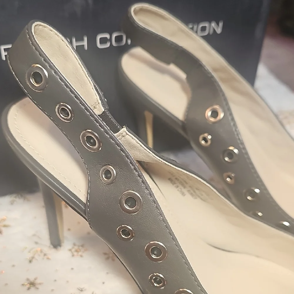 French Connection Gray Slingback Heels